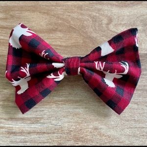 Handmade Buffalo plaid deer hair bow with clip